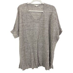 Eileen Fisher Gray Organic Linen Boxy Fit Tunic Shirt Lagenlook Artsy - Size S/M